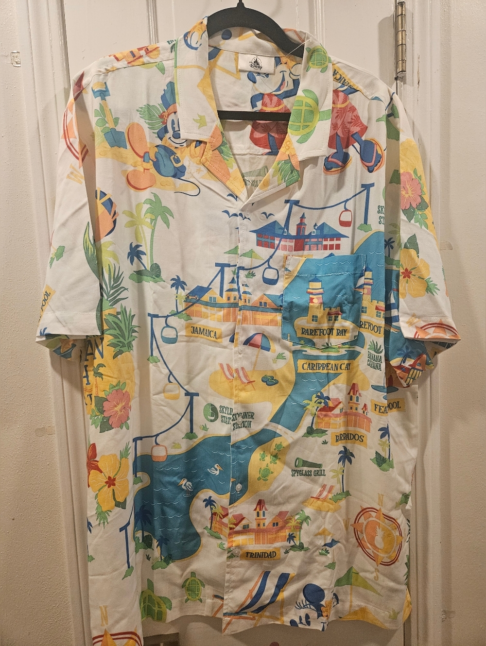 Disneyworld Carribean Beach Resort Map Buttondown Shirt Size Large